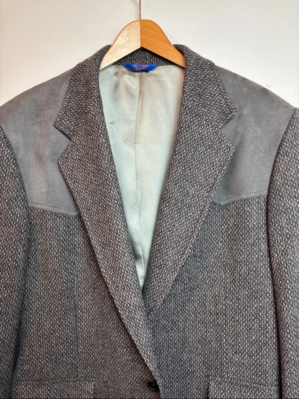 VTG Pendleton Men’s 44L Wool Tweed Western Cowboy Jacket Blazer Gray Elbow Patch